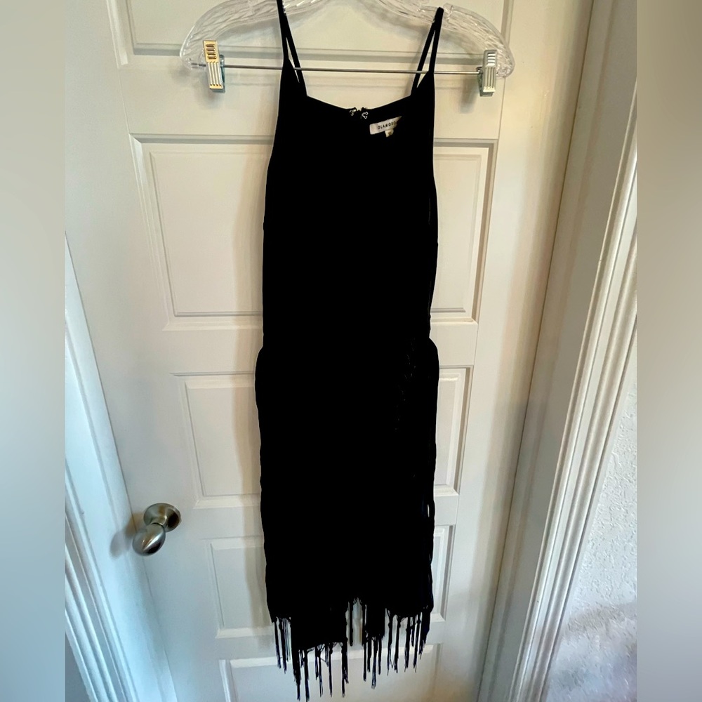 GLAMOROUS Black Fringe Womans Evening /Party MIDI Dress Size:10 Preloved